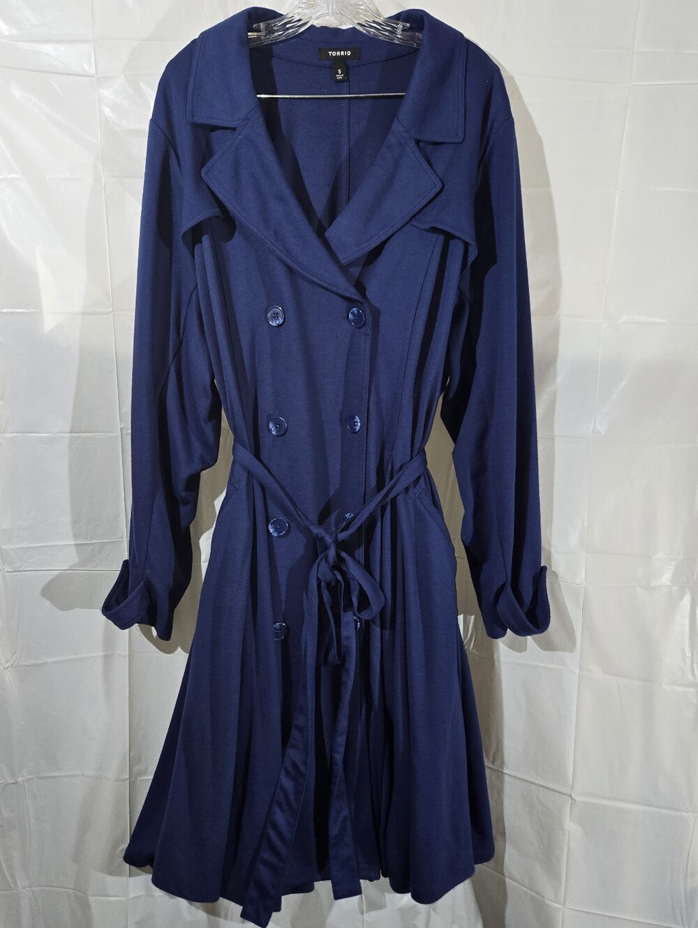Torrid Royal Blue Soft Knit Double-Breasted Trench Coat Size 5 / 5X